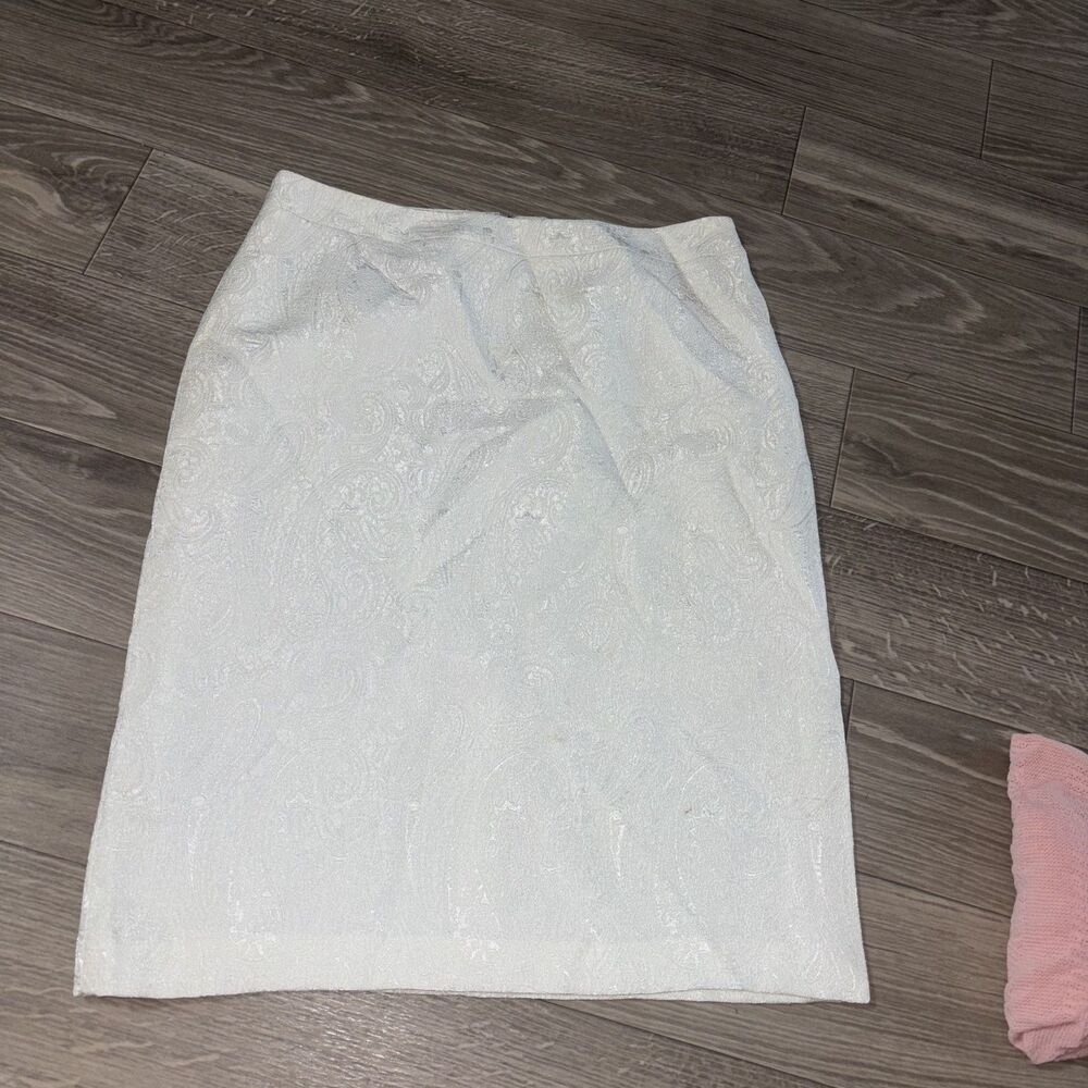 White Textured Pencil Skirt Size 14